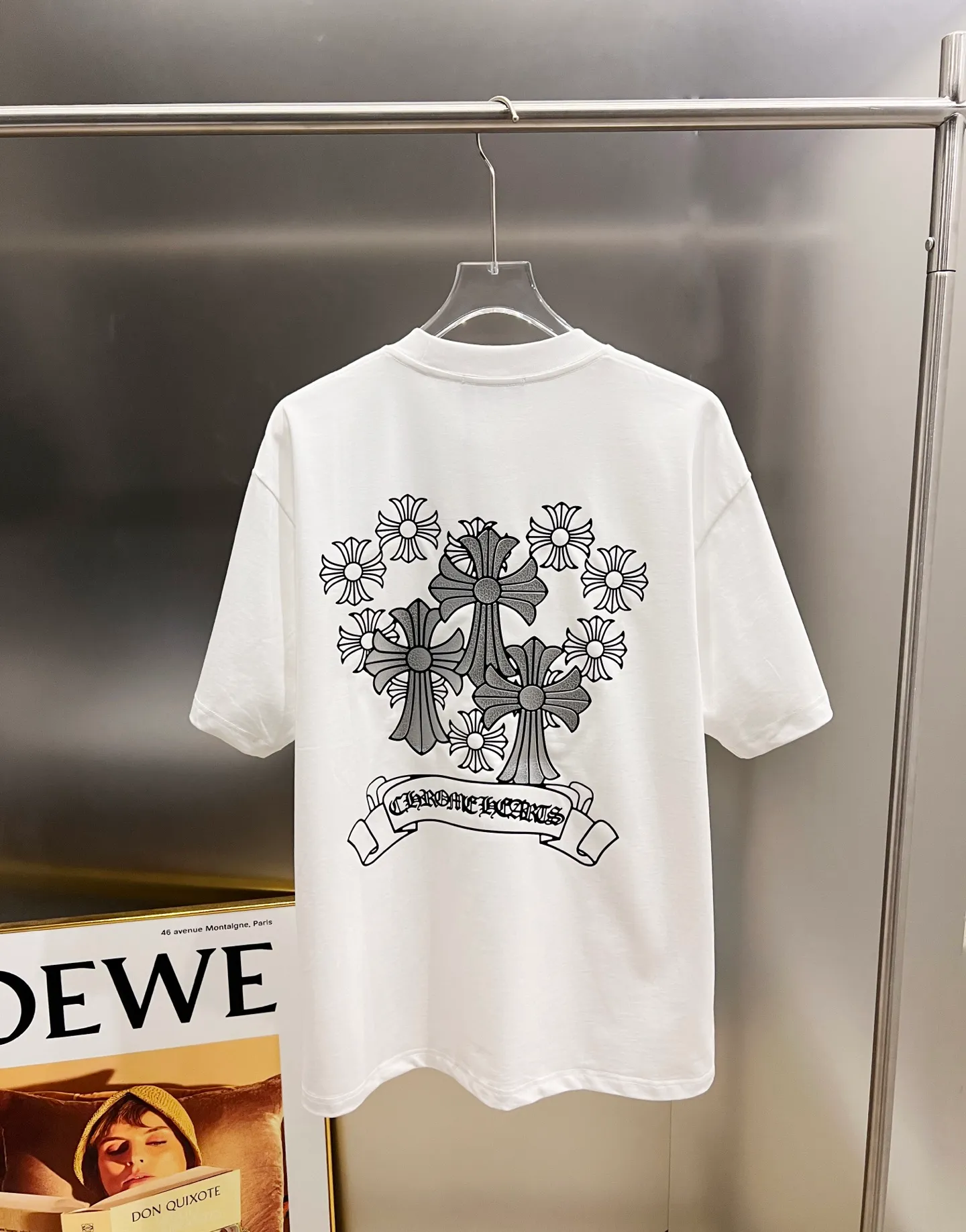 🅿️190 CH Crow 2025 Autumn and Winter New Short-sleeved T-shirt Cross foam design The real thing is great🔥Same size for men and women Loose version Size S M L XL XXL Five sizes Black White